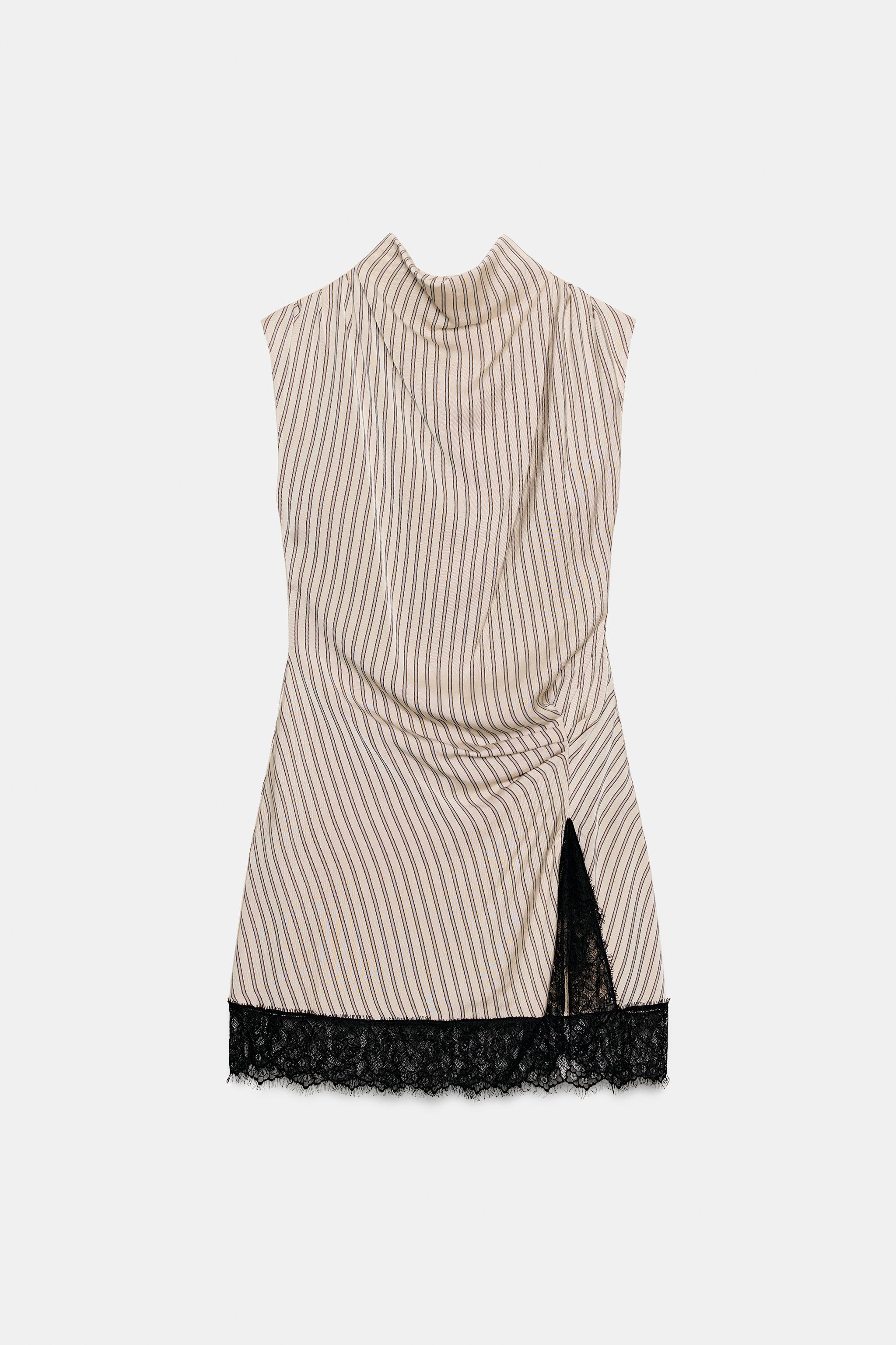 STRIPED LACE MINI DRESS